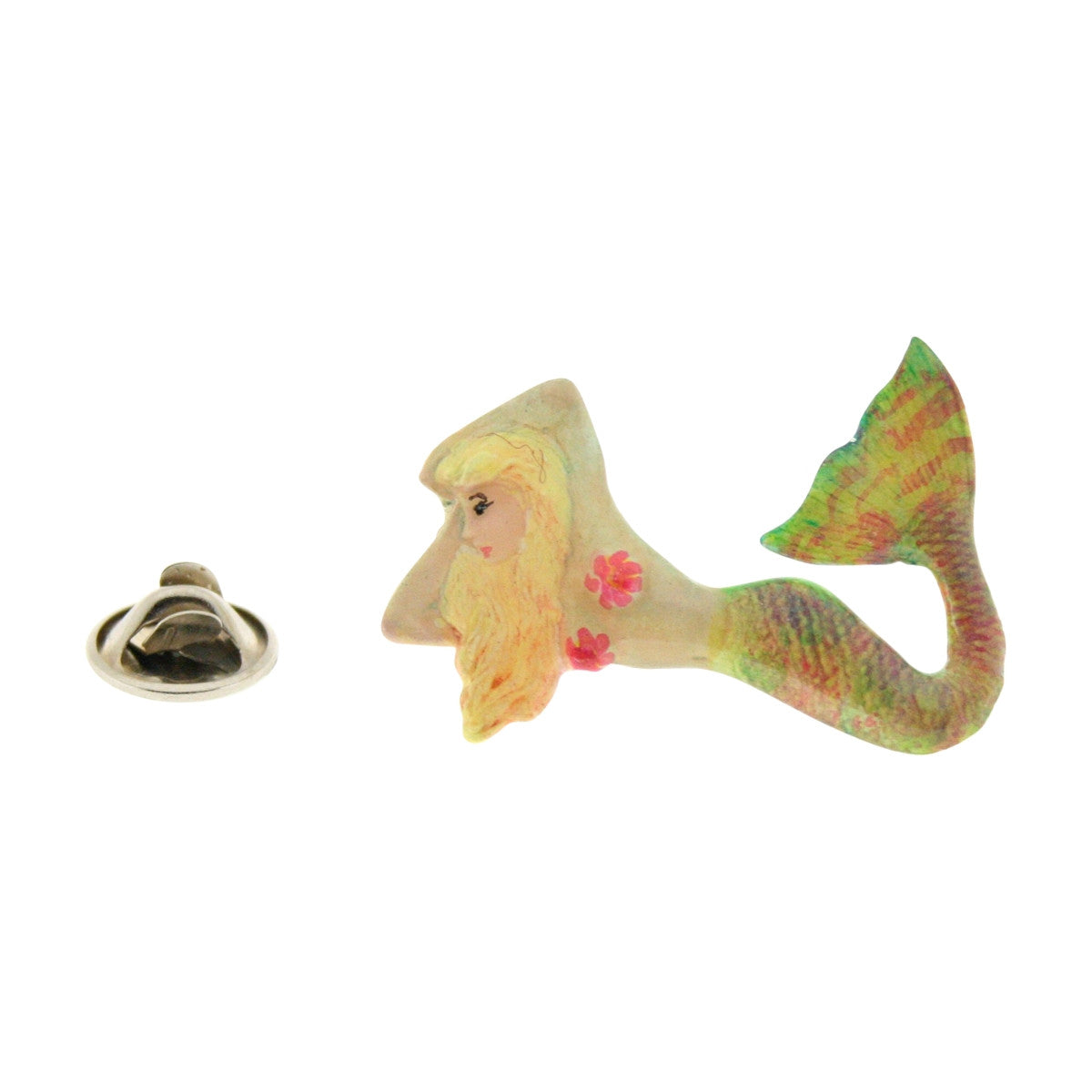 Blonde With Green Mermaid Pin ~ Hand Painted ~ Lapel Pin ~ Sarah's Treats & Treasures